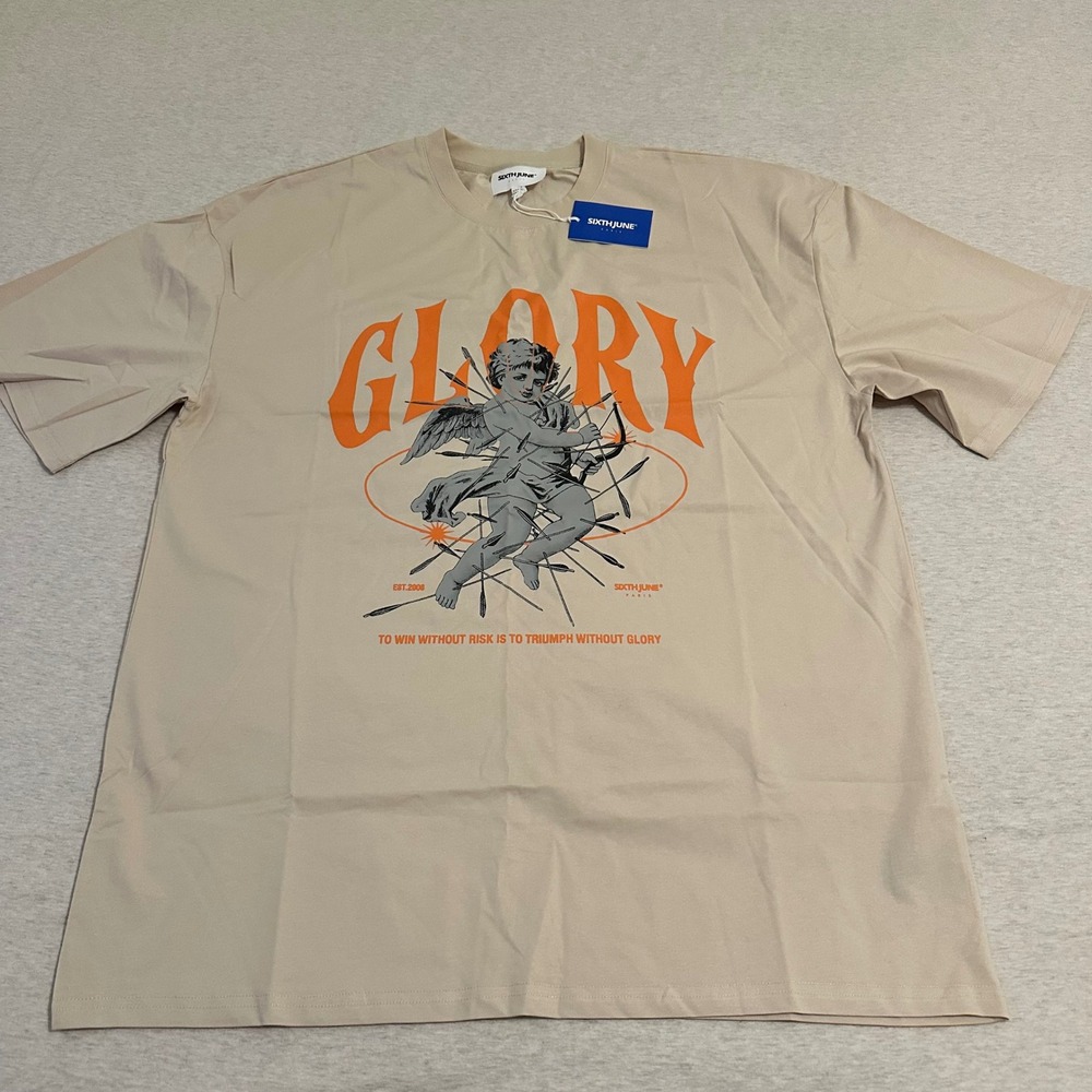 Sixth June‎ Paris Mens Glory Cherub Graphic Tee Beige XXL US-25310-BEIG-XXL NWT